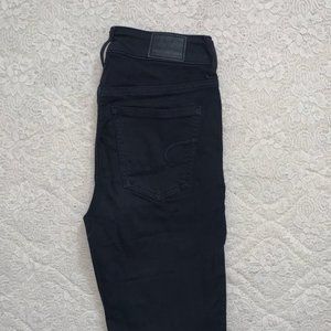 NEW American Eagle Black Stretch Super Hi-Rise Jegging Button Fly Jeans Size 0